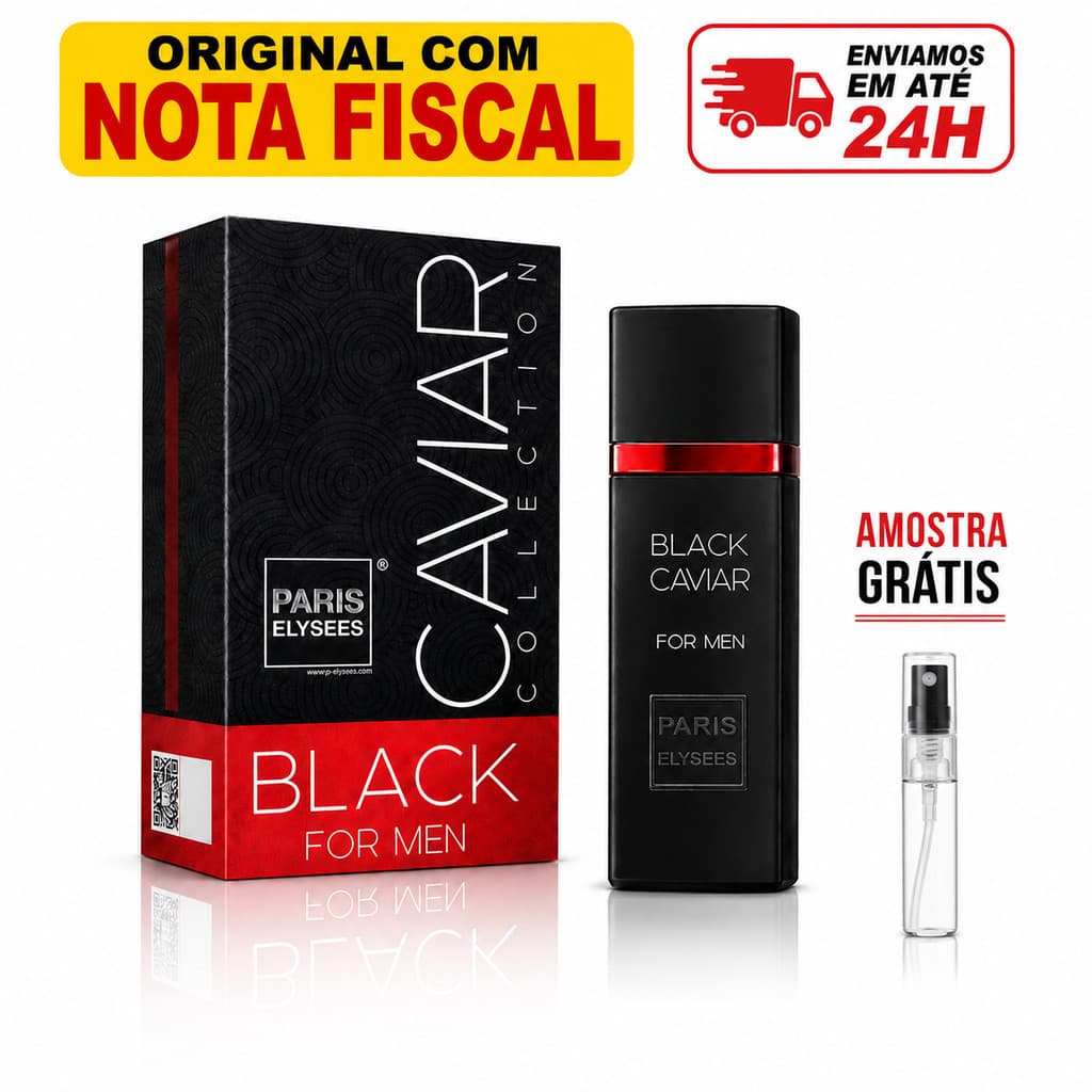 Perfume ORIGINAL Black Caviar 100 ml masculino Paris Elysses + 1 Amostra