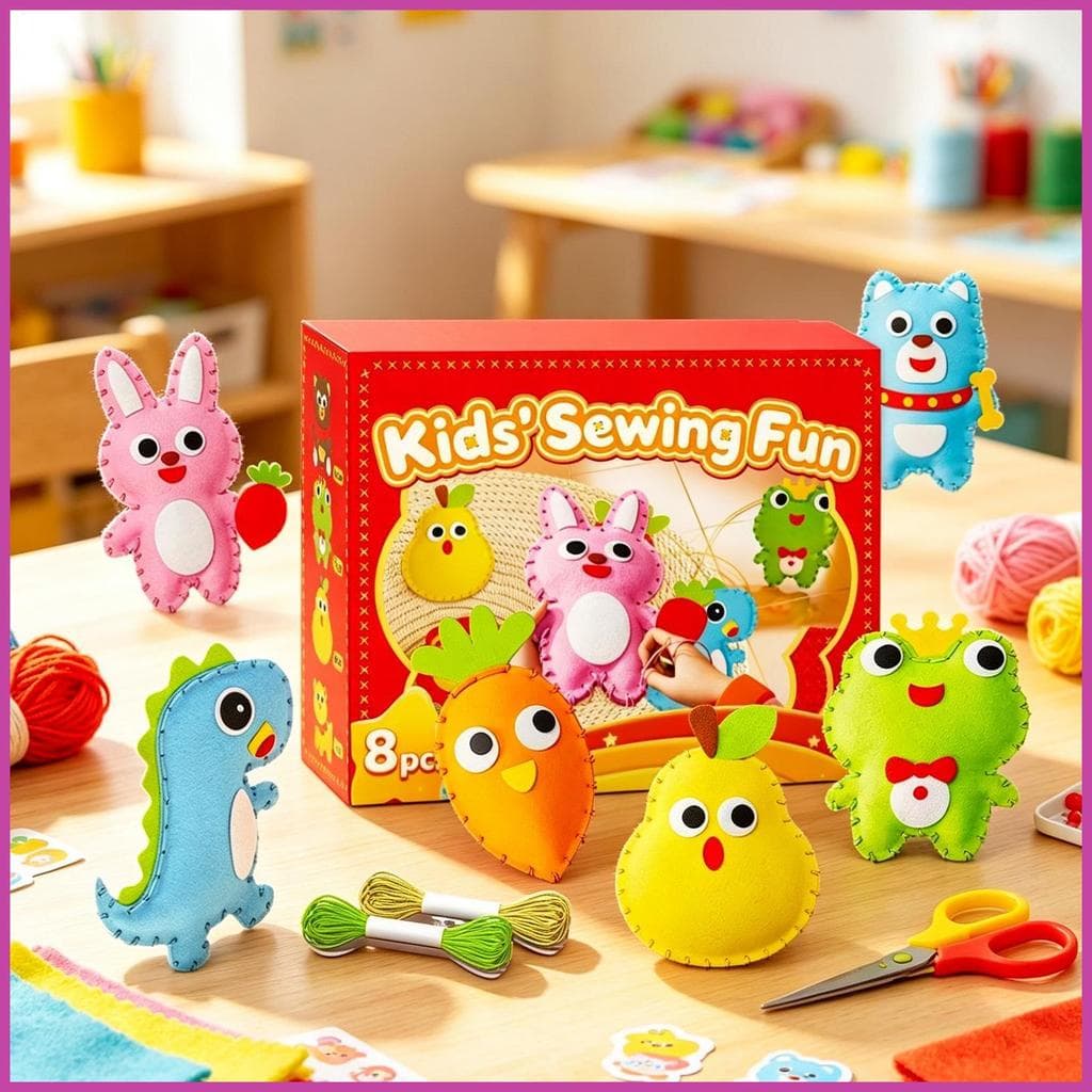 Crianças Kit De Costura Divertido Bonito Educacional Artesanal Suprimentos Costurar Seus Próprios Animais Artesanato Par