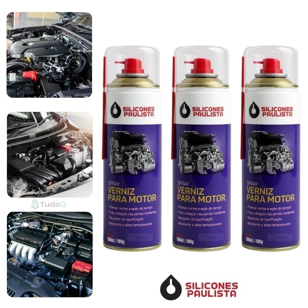 3 Verniz Spray para Motor 300ml – Silicones Paulista | Brilho e Proteção Automotiva