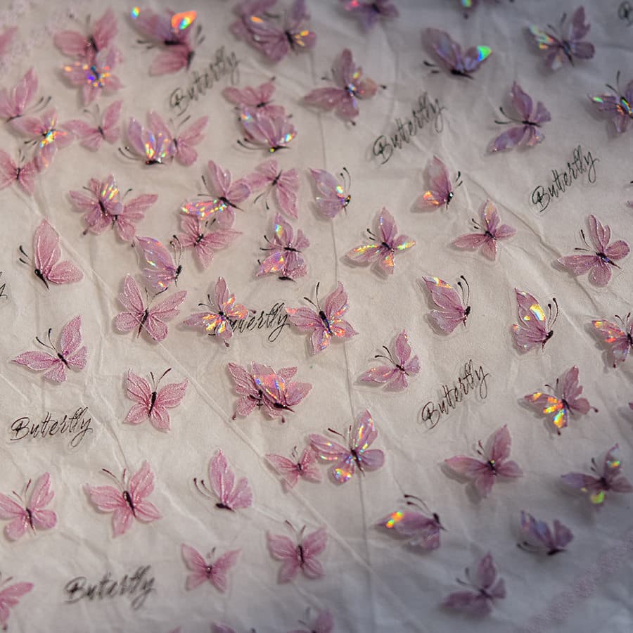 decoração de unha decoração de unha adesivo Adesivos de manicure de borboleta roxa de taro perfumado 2024 nova luz de co