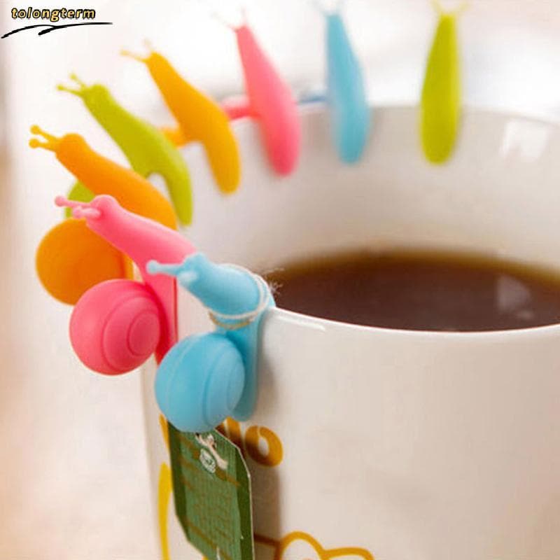 5 Pçs Requintado Caracol Forma Silicone Saco De Chá Titular Copo Caneca Doces Cores Bonito