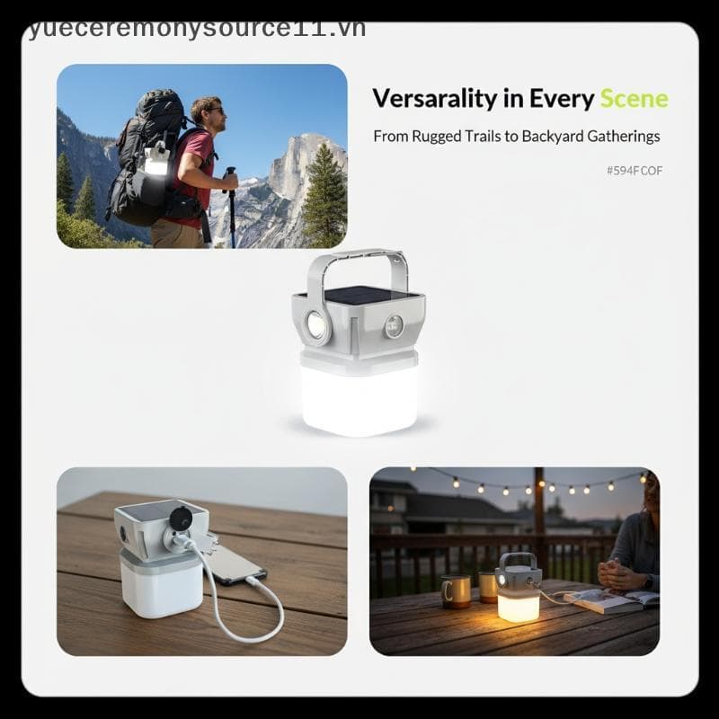 Lanterna Solar Para Acampamento , Luz LED Com Carregador Tipo C , Lâmpada Caminhadas , Quedas De Energia .
