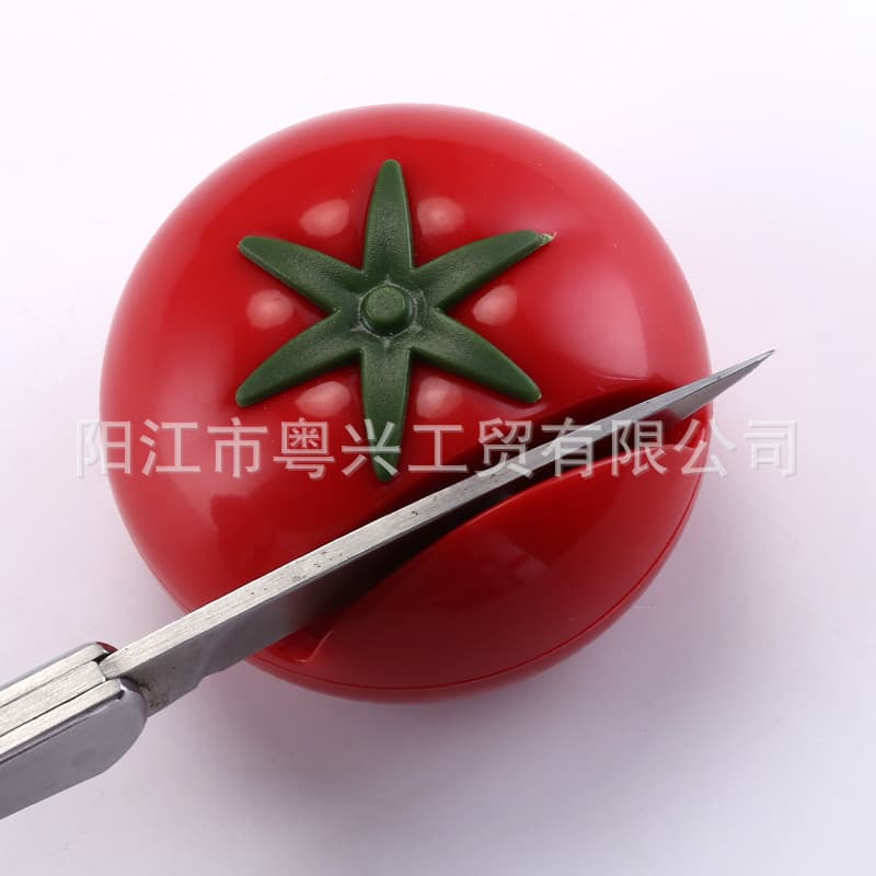 Afiador de Facas Criativo em Forma de Tomate para Uso Doméstico, Pedra de Afiar Rápida para Facas de Cozinha e Tesouras,