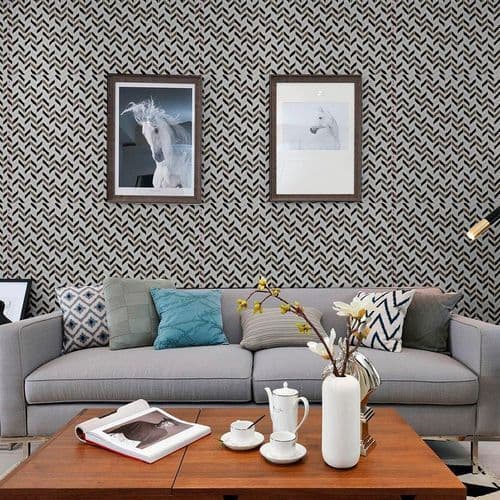 Papel Parede Adesivo 5M Geométrico Lavável PVC Estampa Zig Zag Textura Decorativo Revestimento Auto