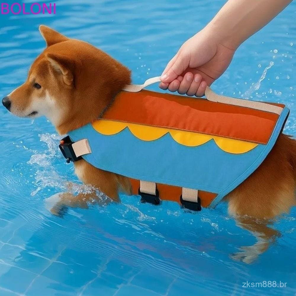 Colete salva-vidas para cães, roupa de banho respirável e ajustável para animais de estimação, portátil e à prova d'água