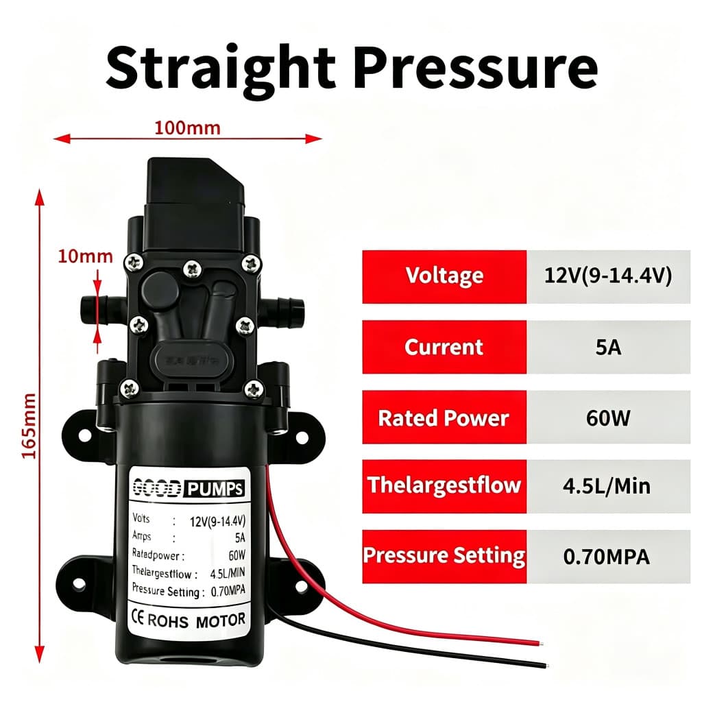 Bomba de Água 60w 110psi 12v Muito Forte Vazão 4.5L/m Pressão