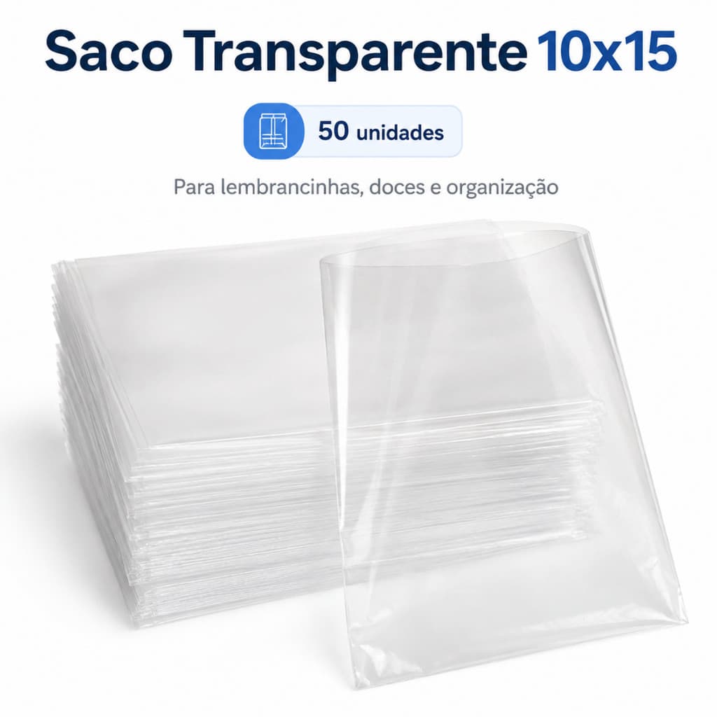 Saco Transparente Incolor 10x15 50 Un Para Lembrancinha Festa Casamento Doces Organizador Aniversário
