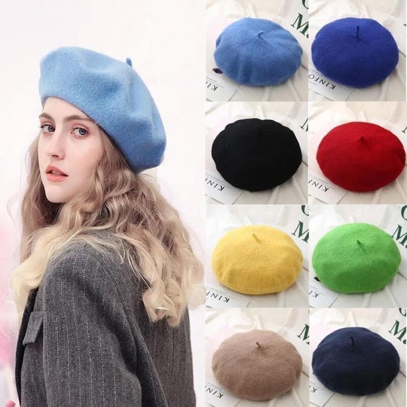 Outono Inverno Boina De Feltro Chapéus Moda Feminina Pintor Francês Chapéu Meninas Na Boinas De Cor Sólida Senhoras Mult