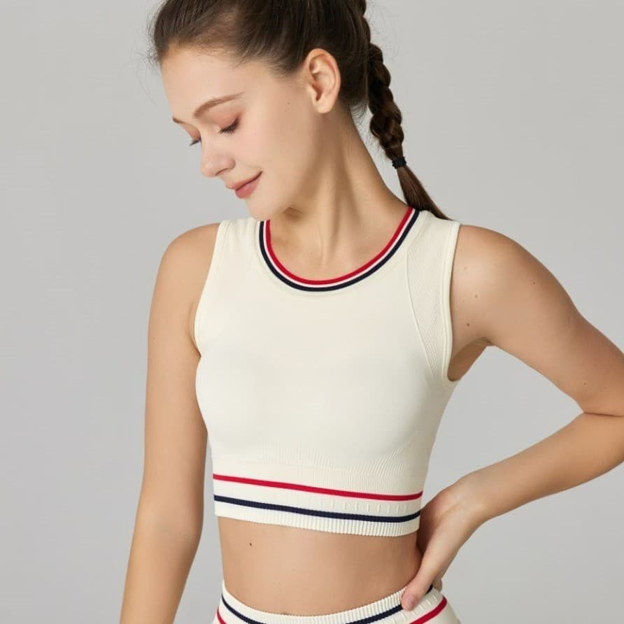 Roupa íntima listrada esportiva feminina correndo elevador Yoga sutiã traseiro colete respirável