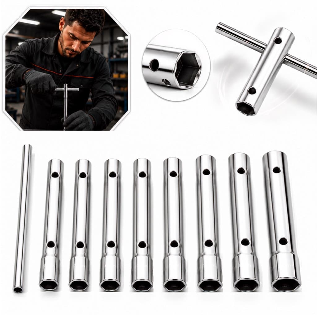 Kit Jogo Chaves Vela 8 Peças 6mm à 22 mm Aço Bocal Dublo com Ferrolho kit Completo Galvanizado Univ