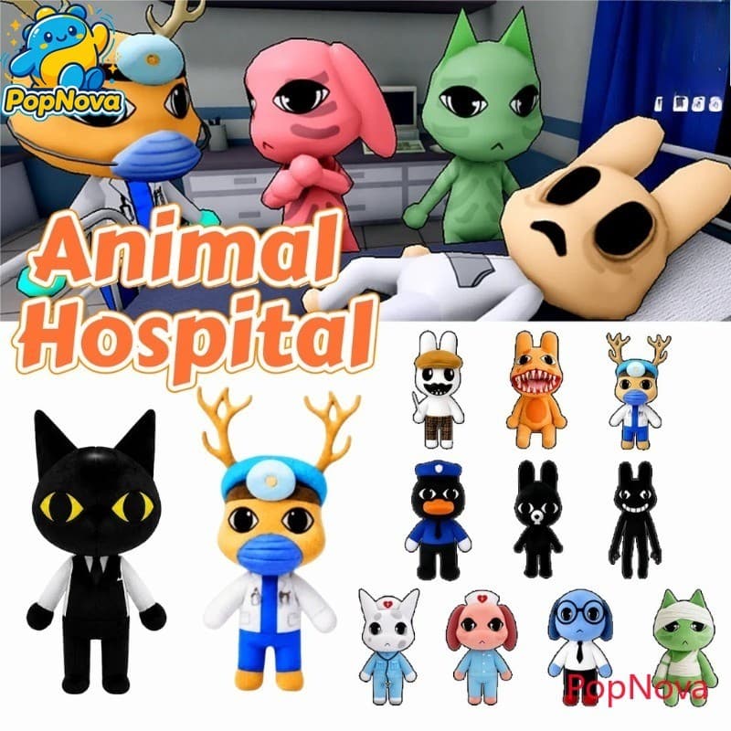 Roblox Animal Hospital Plushie Brinquedo Divertido Secretário Cão Dr . Harlow Deer Enfermeira Coelho Plushies Boneca De
