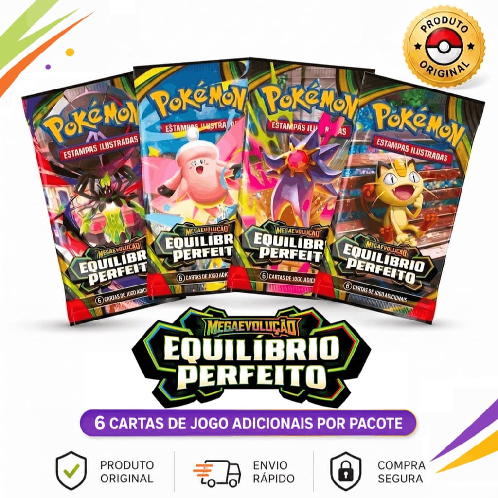 Booster Pokémon Original Mega evolução Equilíbrio Perfeito ME03 Cartas TCG Lacrado Copag