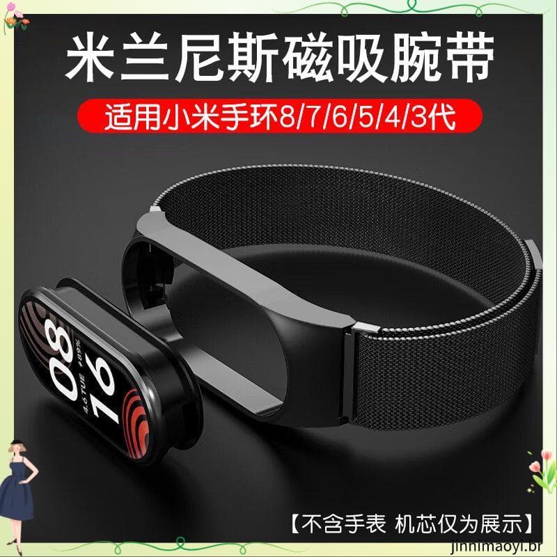 Adequado para xiaomi Mi Band 7 pulseira 8/9 milão magnético 3/4/5 cinta de Metal aço inoxidável xiaomi 6 cinta