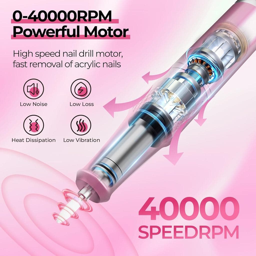 Broca Elétrica Para Unhas , Profissional , 40000RPM , Kit Elétrico Lixa De Efile , Com Display LCD Em Gel