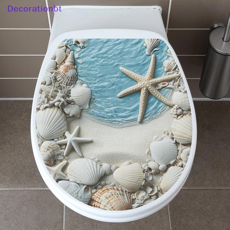 Decorationbt Azul Concha Estrela Do Mar Casa Capa De Toalete Stier Criativo Banheiro À Prova Dwaterproof Água Reutilizáv