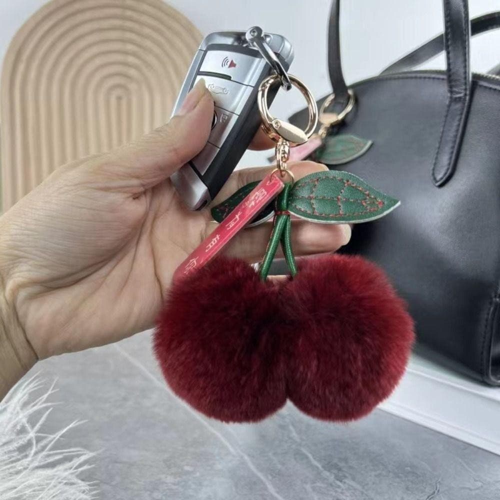 Chaveiro de cereja, chaveiro de pelúcia de alta qualidade e fofo para carro, brinquedo infantil
