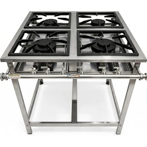 Fogão Industrial Baixa Pressão 4 Bocas 30x30 Aço Inox Inox