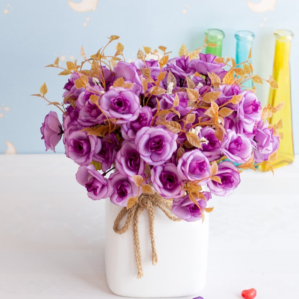 Estilo europeu simulação rosa flor de seda 14 cabeças Artificial persa rosa decoração para casa arte Floral