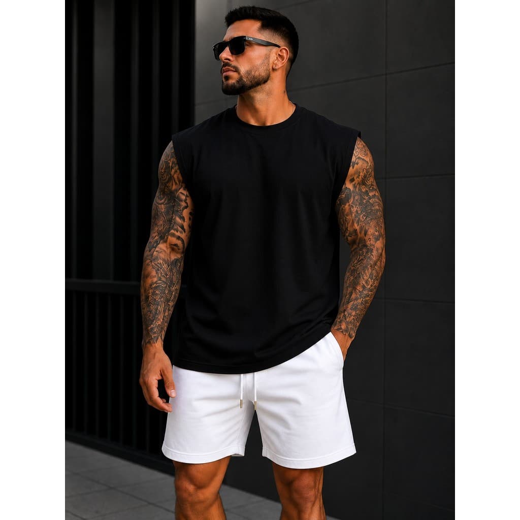 Kit 3 Camiseta Regata Oversized Masculina Academia Machão Treino Longline Lisa