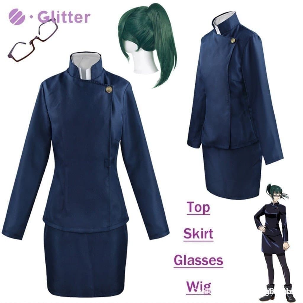 Novidades: Fantasia de Cosplay de Anime Jujutsu Kaisen Zenin Maki para Mulheres Adultas, Conjunto com Camiseta e Óculos