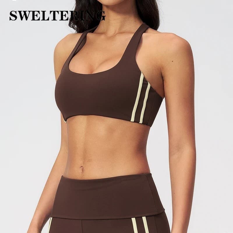 Sutiã de Yoga de Verão para Mulheres, Top de Treino de Secagem Rápida, Roupa Íntima Esportiva para Academia, Top Justo p