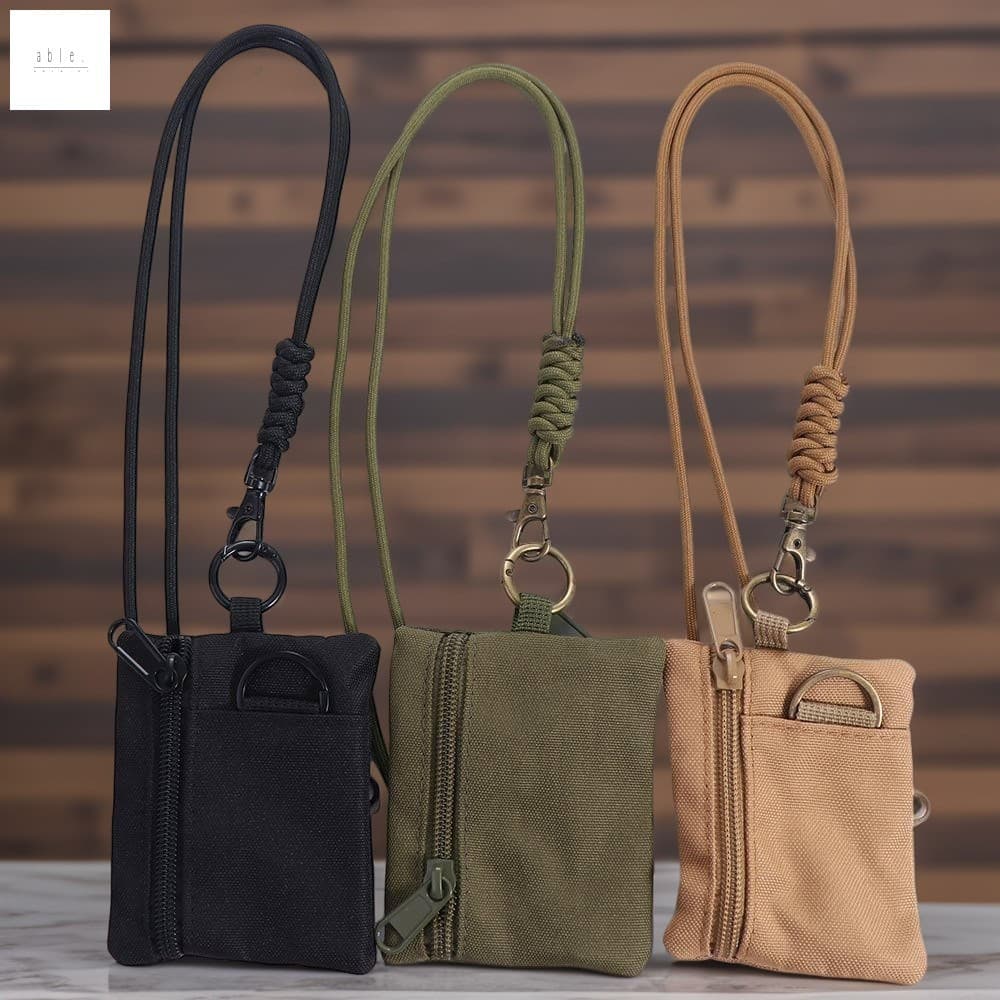 Mini Carteira Quadrada De Tecido Oxford-Bolsa De Moedas Com Zíper De Nylon Para Cartões Esportivos