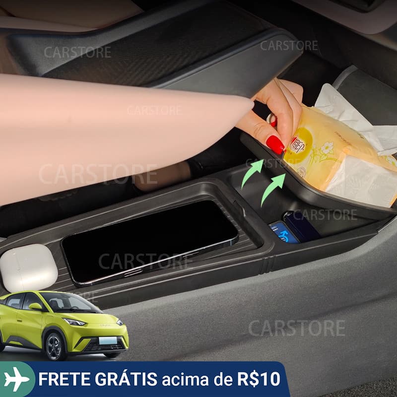 Para BYD Dolphin Mini, Caixa de Armazenamento de Dupla Camada em TPE para Console Central, Acessórios de Cobertura Total
