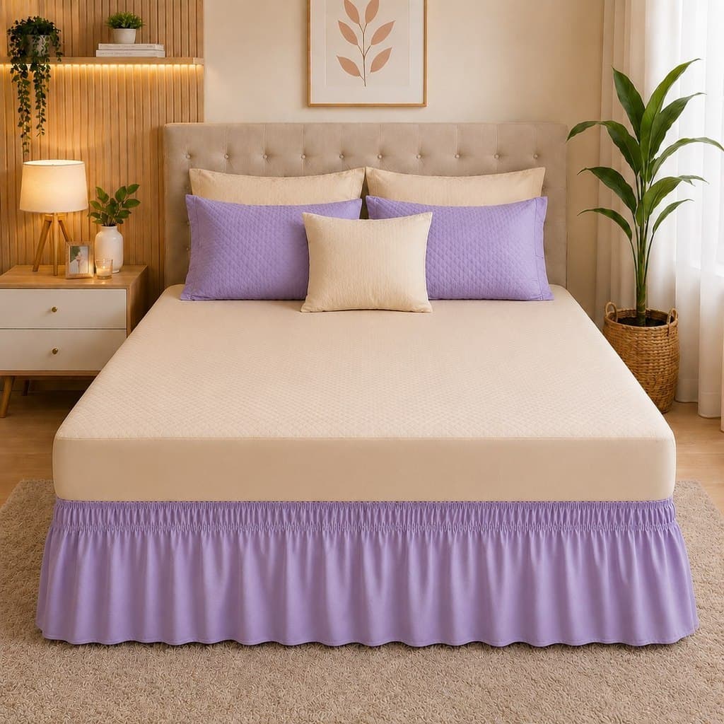 Saia Para Cama Box Padrão Lisa Com 2 Elástico Premium Macia