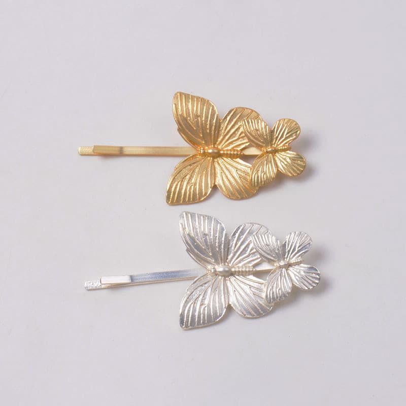 Presilha de cabelo minimalista estilo coreano com dupla borboleta, presilha de cabelo para franja, estilo fresco e doce,