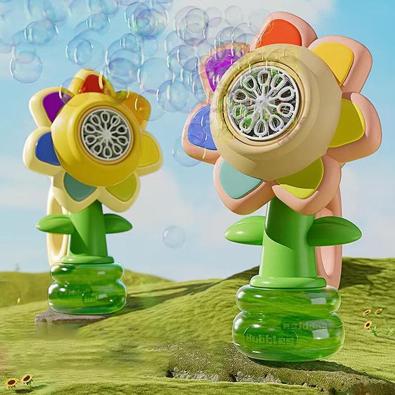Máquina De Bolhas Brinquedo Elétrico Automático Girassol Balançando Cabeça Ajuste Luz Dança Uma Chave Bolha Fabricante P