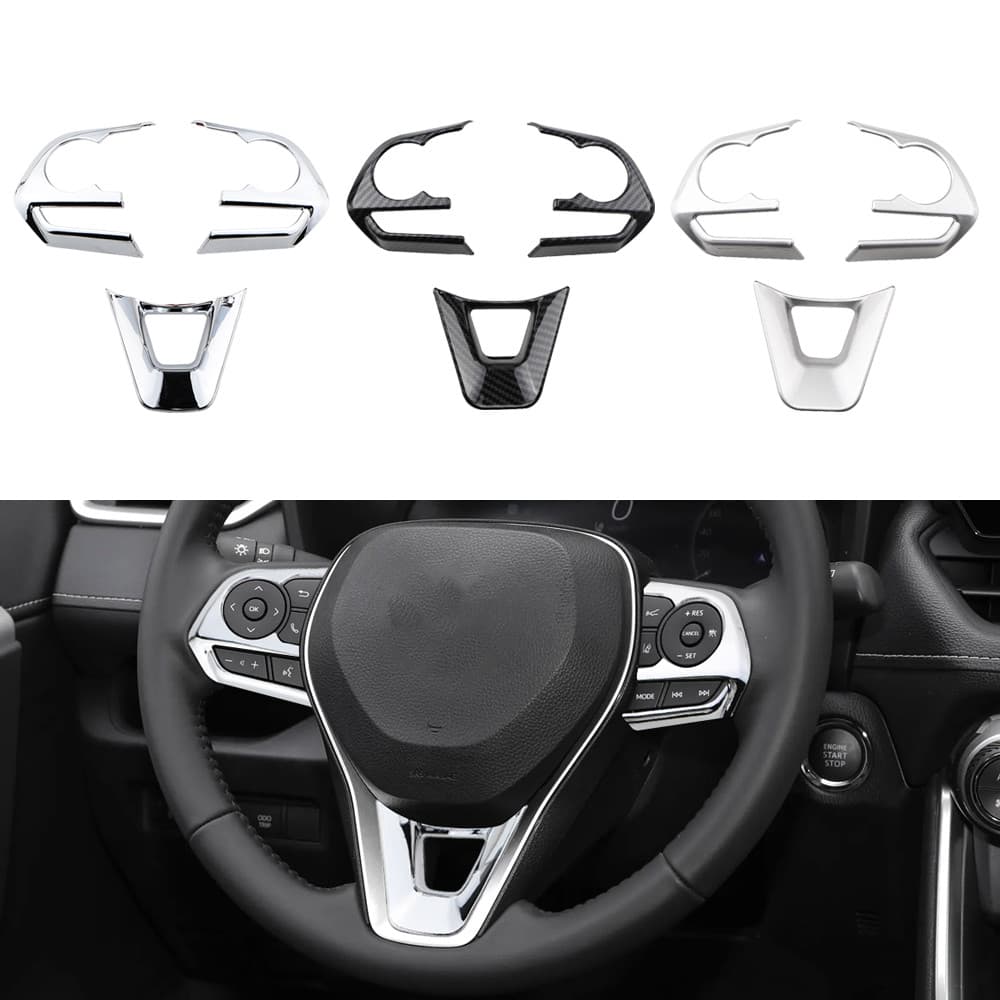 Fibra De Carbono/Pintura/Cromado Botão Do Volante Carro Painel Guarnição Lantejoulas Para Toyota RAV4 XA50/Corolla E210