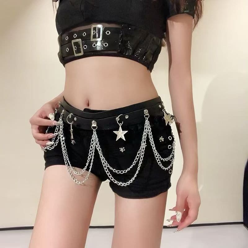 Cinto feminino de corrente escura estilo Punk exclusivo