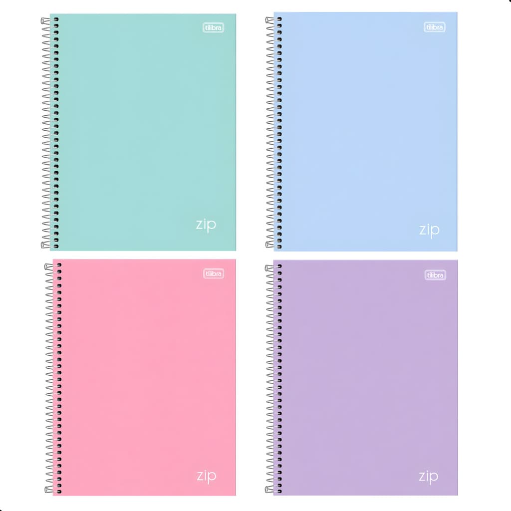 Kit 4 Cadernos Universitários Tilibra Zip Colors 10 Matérias 160 Folhas Capa Dura Espiral