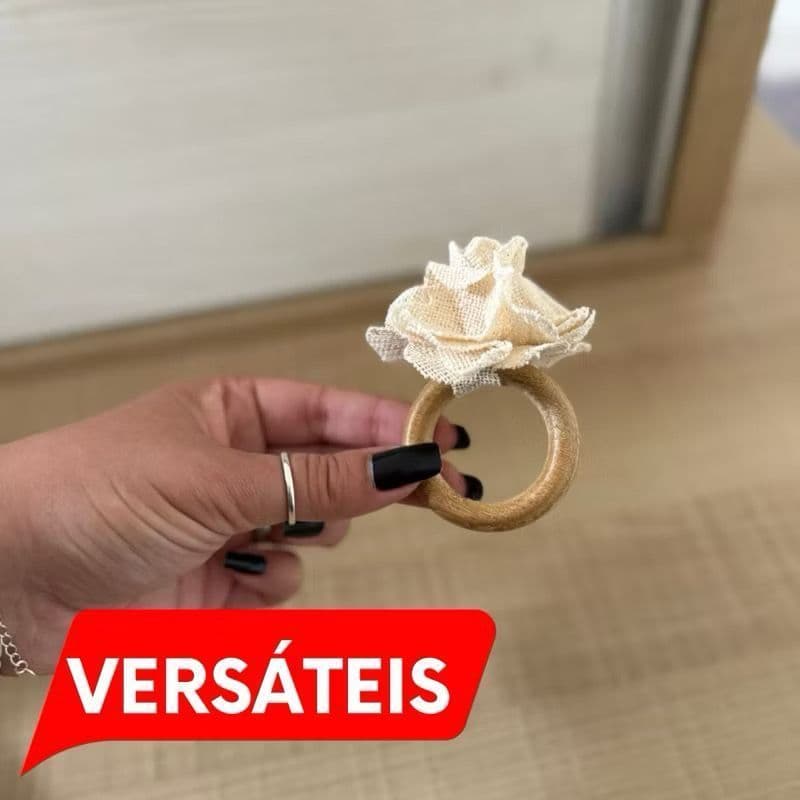 2/4/6 Porta Guardanapos Premium Artesanal Argola de Madeira, Ideal Mesa Posta, Café ou Evento