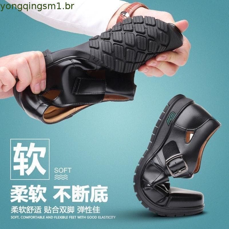 Homens 2024 Novas Sandálias De Couro Primavera Sapatos Homem Verão Praia Exterior QBHW