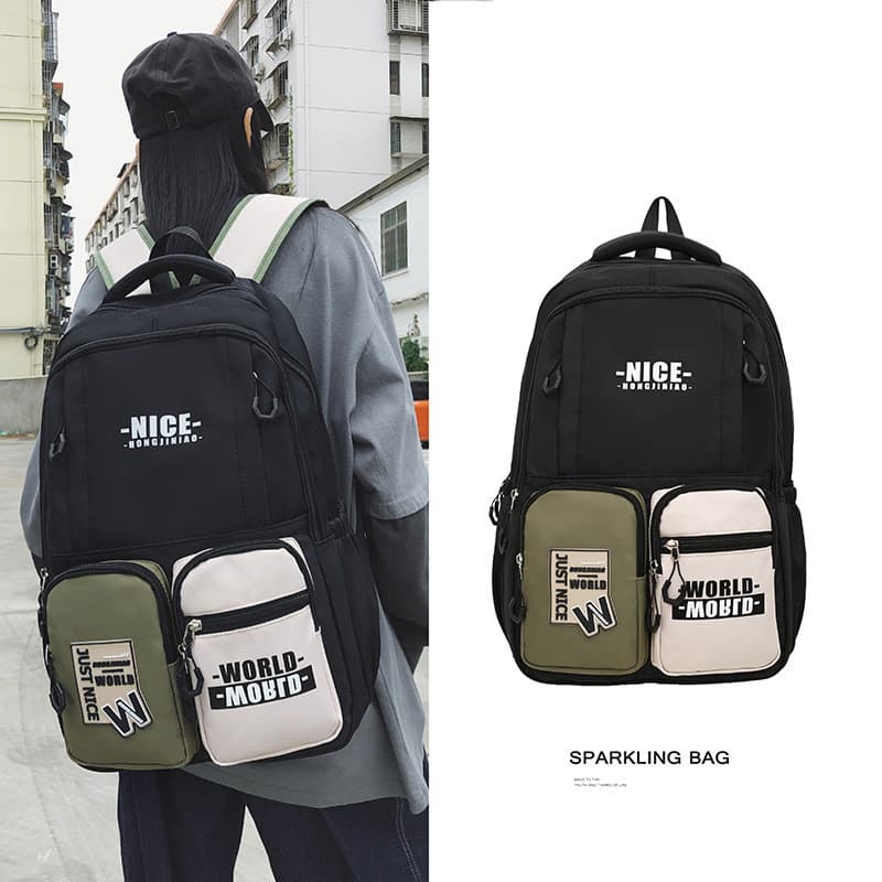 Mochila masculina moda feminina grande capacidade estudante mochila contraste cor mochila júnior escola secundária Casua