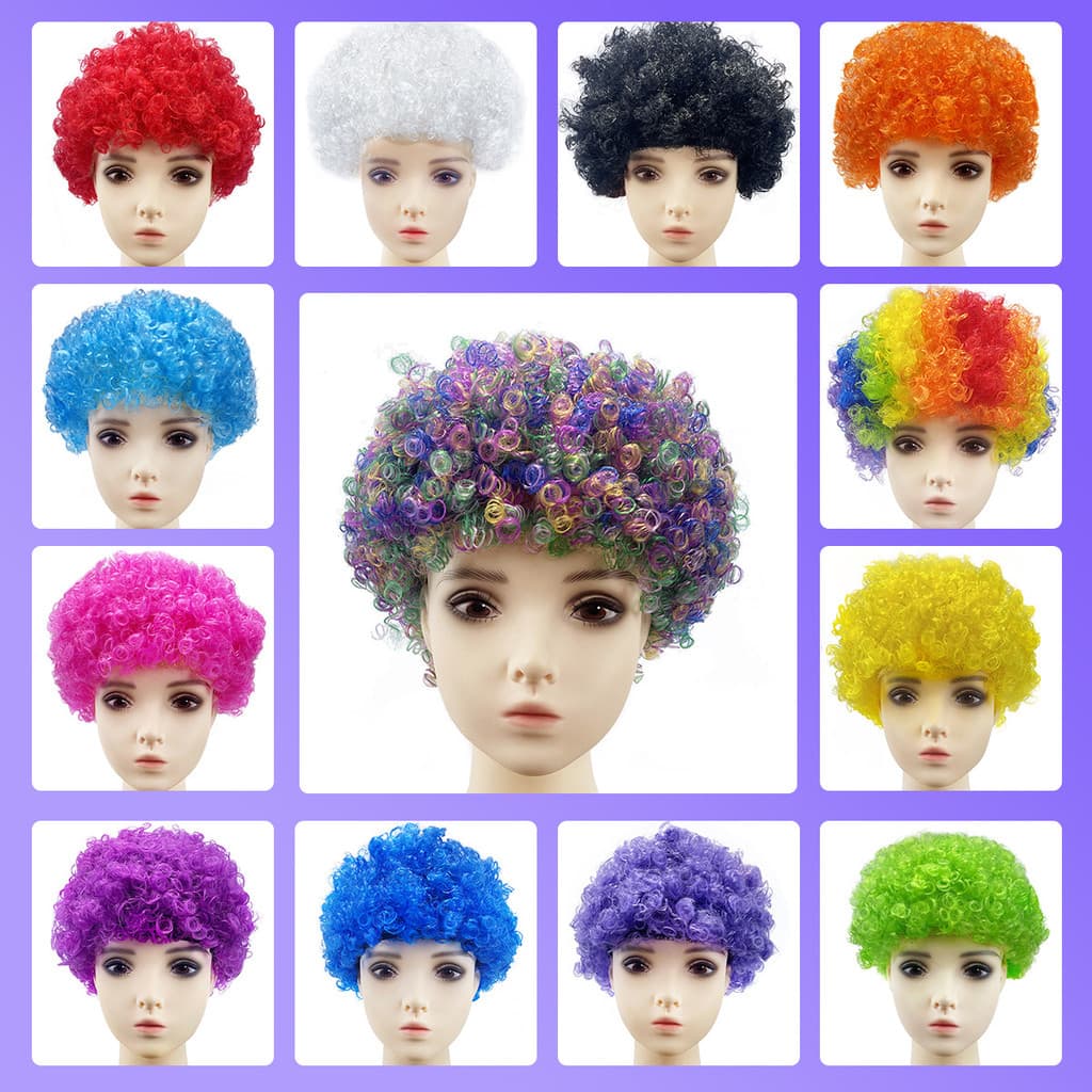 Peruca falsa de tamanho grande com cabelo cacheado redondo, peruca oversized, peruca afro, em formato de leque.