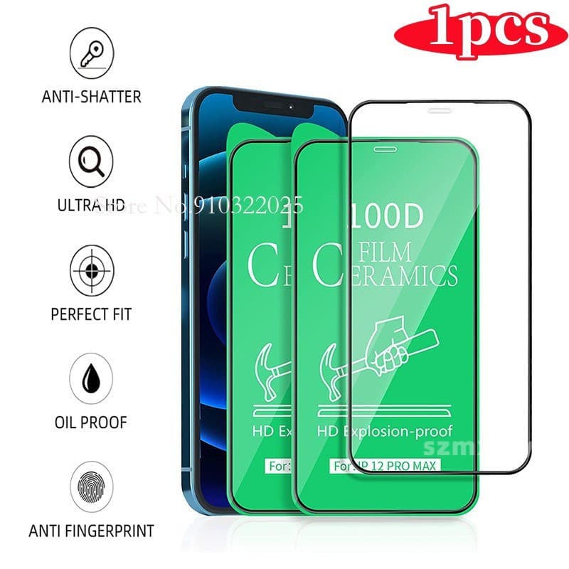 Protetor de tela de celular de cerâmica macia transparente HD100D, adequado para iPhone 15 14 Pro Max 13 12 11 XS XR X 1