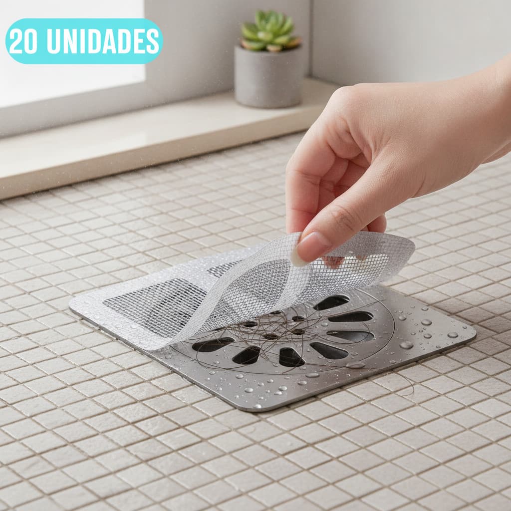 Tela Adesiva Descartável para Ralo Kit 20un Malha Fina Anti Insetos Cabelos Banheiro Cozinha Pr