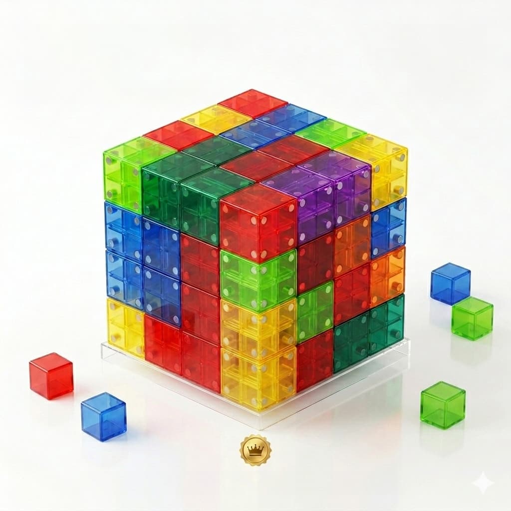 Conjunto de 100 Blocos de Construção Magnéticos de 2cm, Brinquedo Educacional em Cubo DIY para Crianças 3841