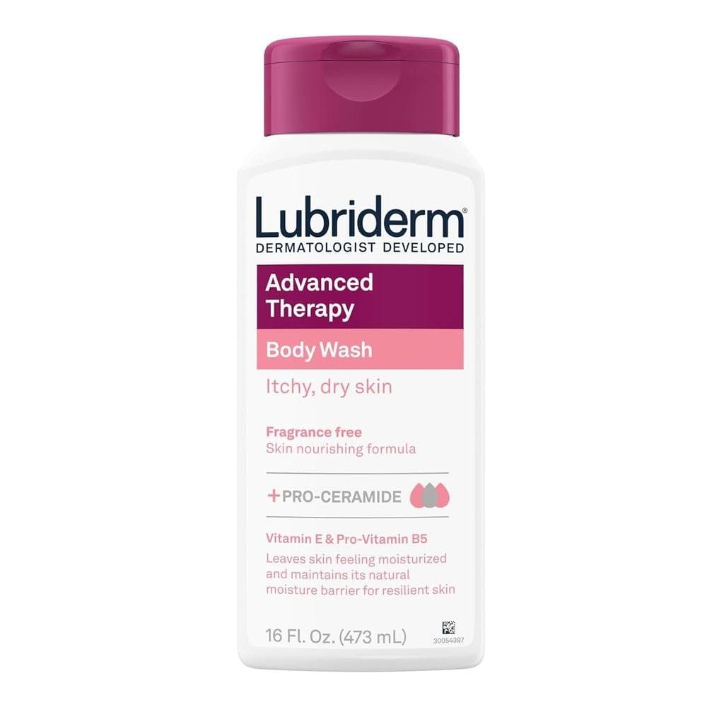 Lubriderm Advanced Therapy Body Wash, Limpador Nutritivo Sem Perfume com Pro-Ceramida, Vitamina E e Pro-Vitamina B5, Lim