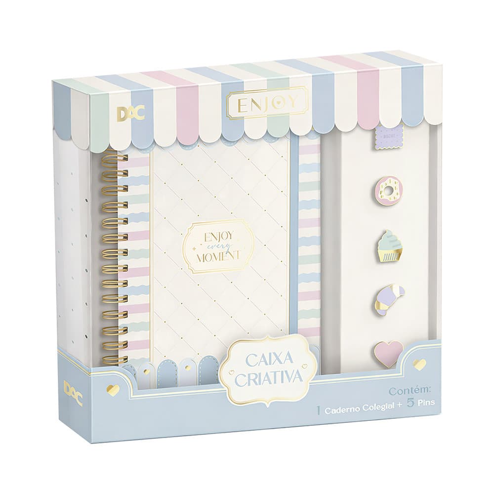 Caixa Criativa Enjoy Caderno Smart com Pins DAC