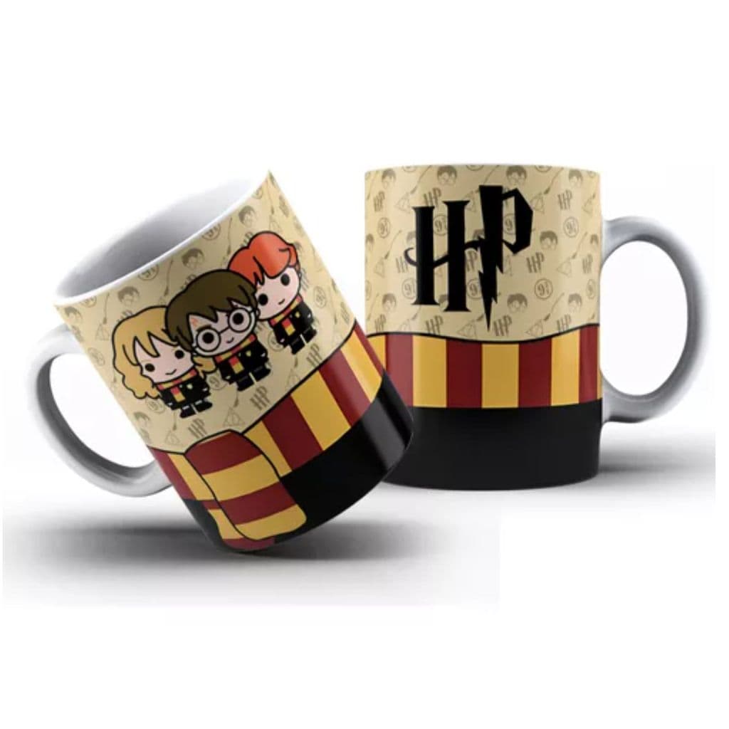 Caneca Harry Potter Cartoon - Branca, Personalizada, Ideal para Presente