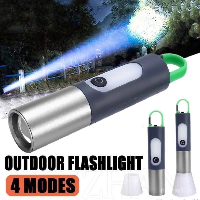 Lanterna Holofote Led Tática Recarregável Tipo-C Com Espelho