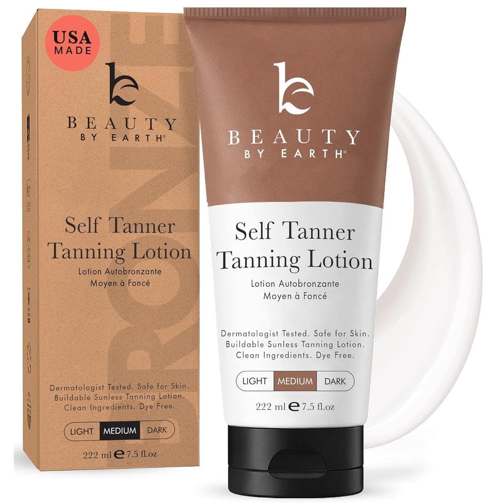 Autobronzeador Beauty by Earth - Fabricado nos EUA com Ingredientes Naturais e Orgânicos, Loção Hidratante Autobronzeado