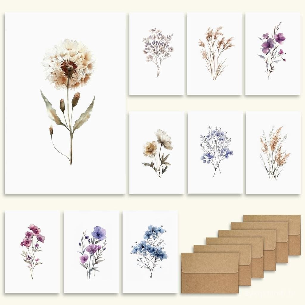 Cartões destacáveis Zhang Yu 4weizhen, notas rústicas, cartões de felicitação, design elegante de envelope em branco 6,2