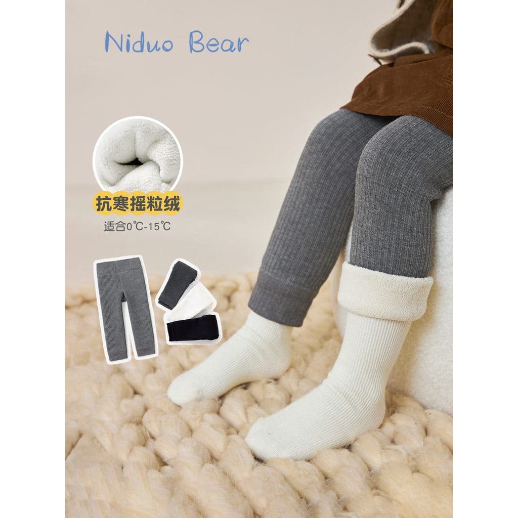 Niduo urso Polar velo Leggings infantis mais lã outono inverno meninas meia-calça feminina bebê inverno calças espessada