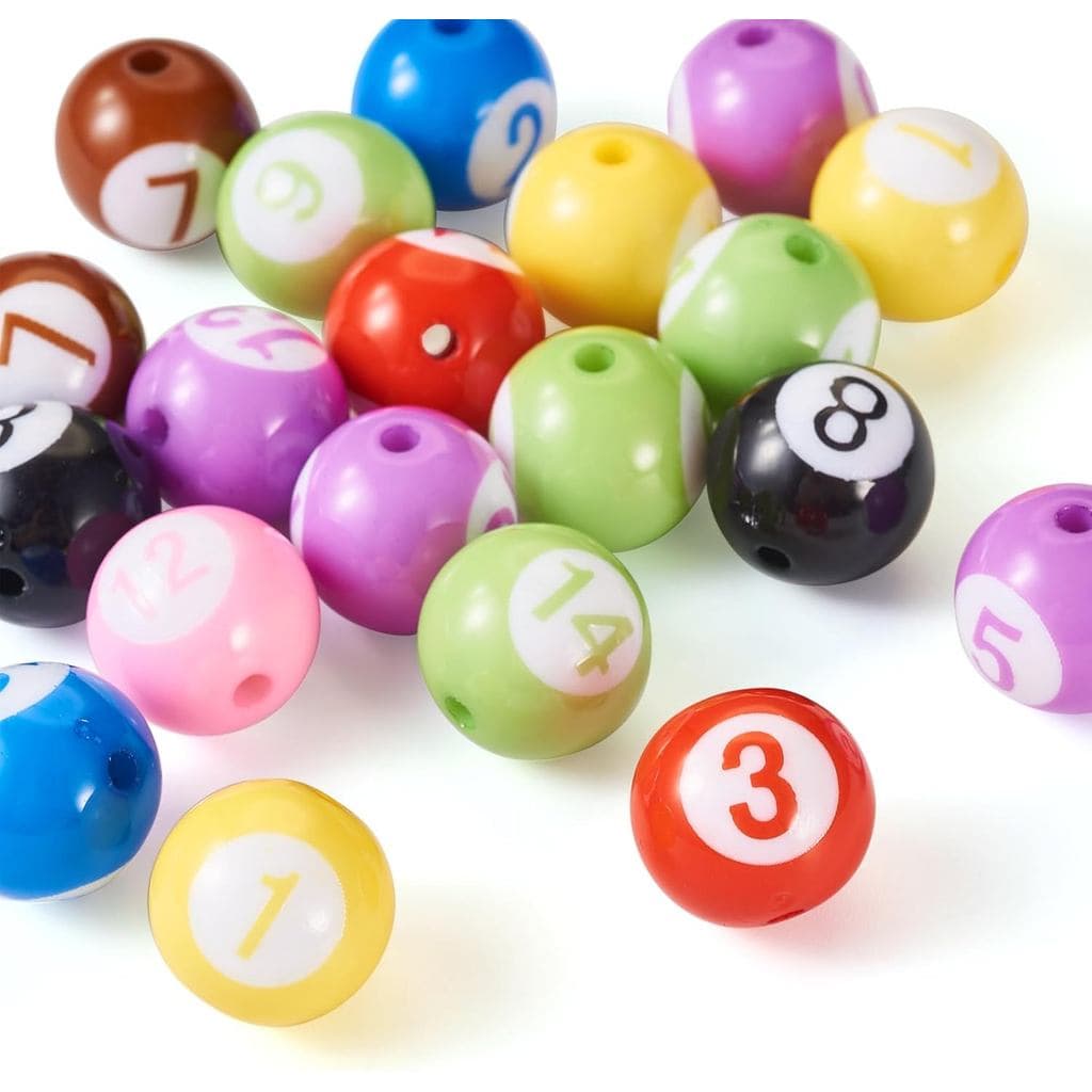 20 Peças de Contas Redondas de Acrílico de 15mm, Cores Aleatórias, Contas Grossas para Artesanato, DIY, Chaveiros, Canet
