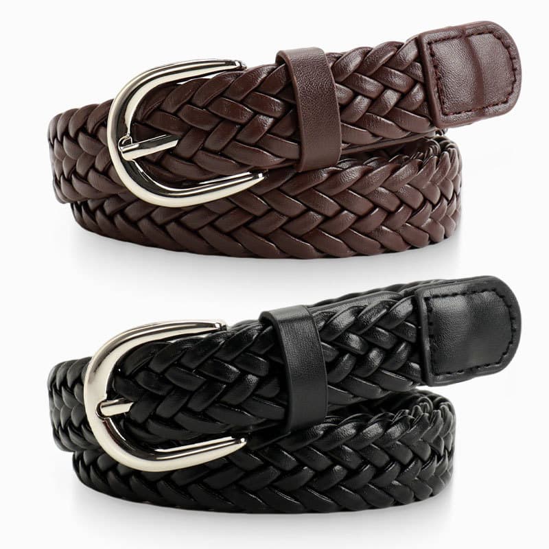 Novo estilo coreano Commuter estilo cinto feminino sem perfuração imitação de couro trançado senhoras cinto decorativo v