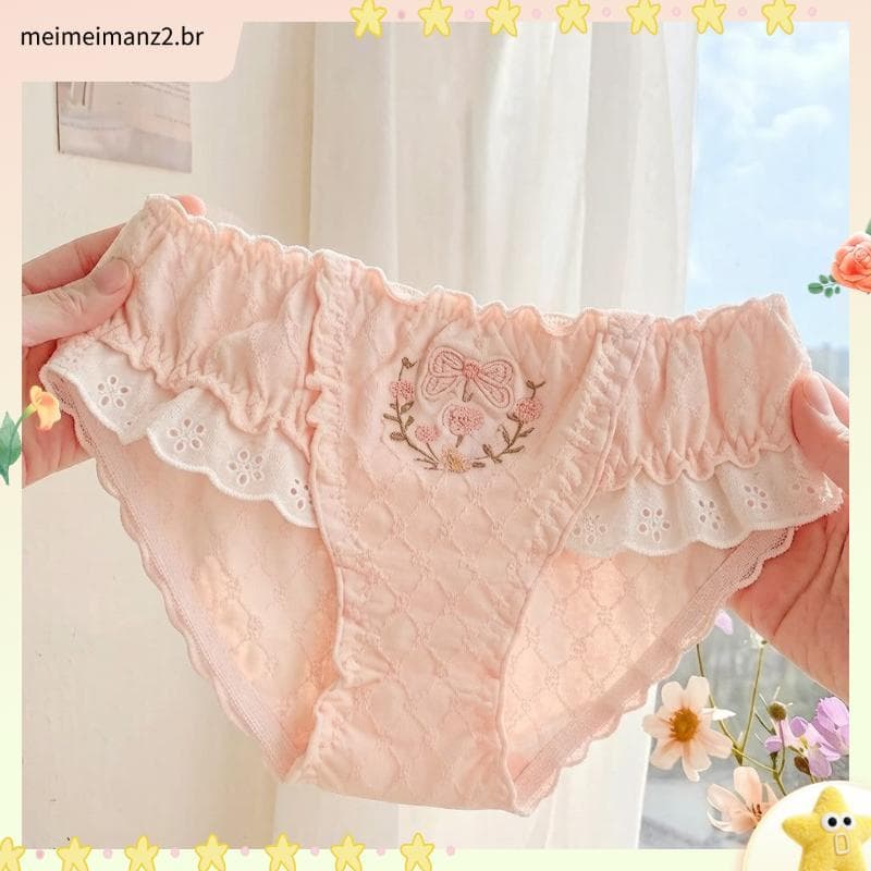 Novo tamanho grande roupa interior feminina gordura MM100kg algodão doce flor bonito doce puro desejo estilo Briefs